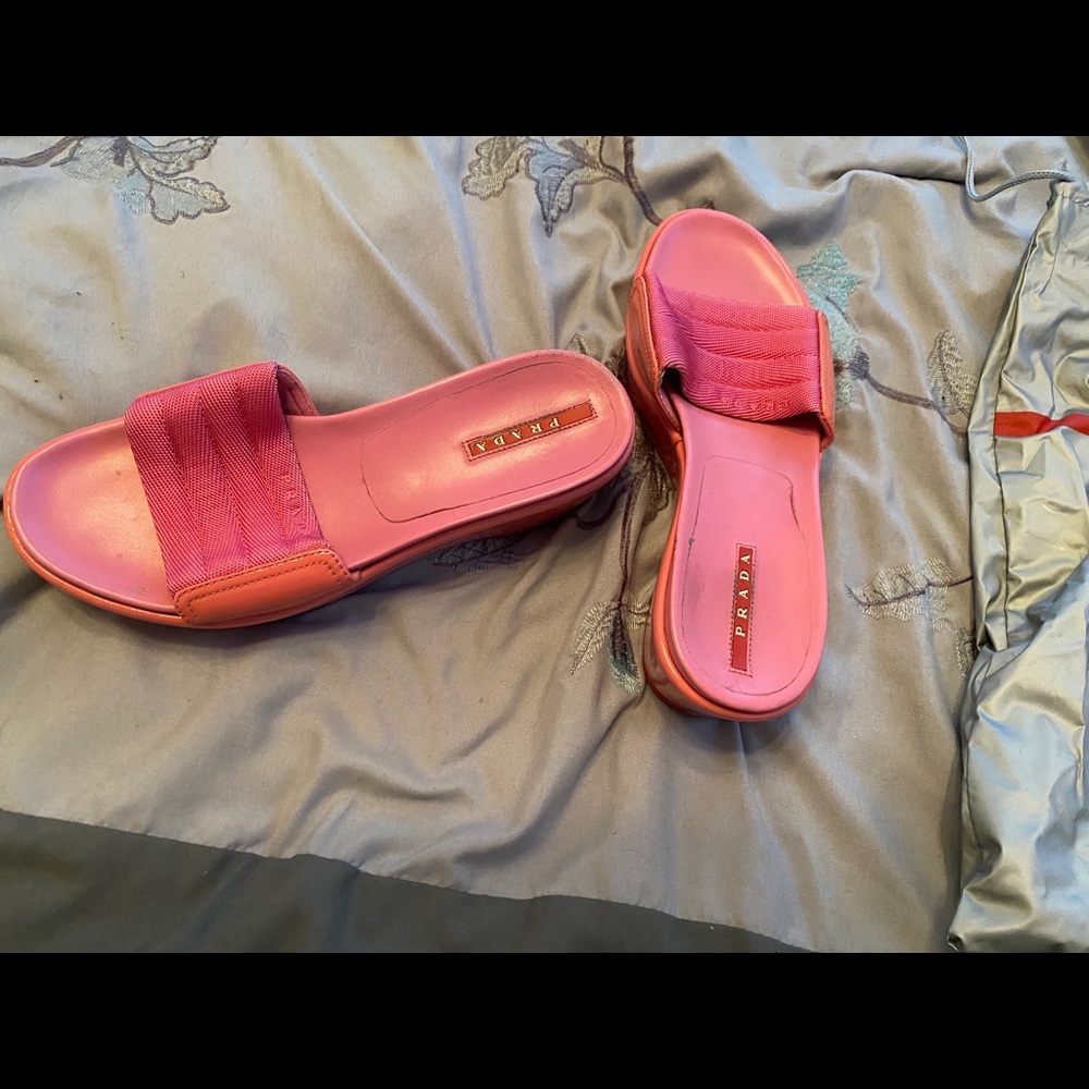 Pink Prada Platform Sandals